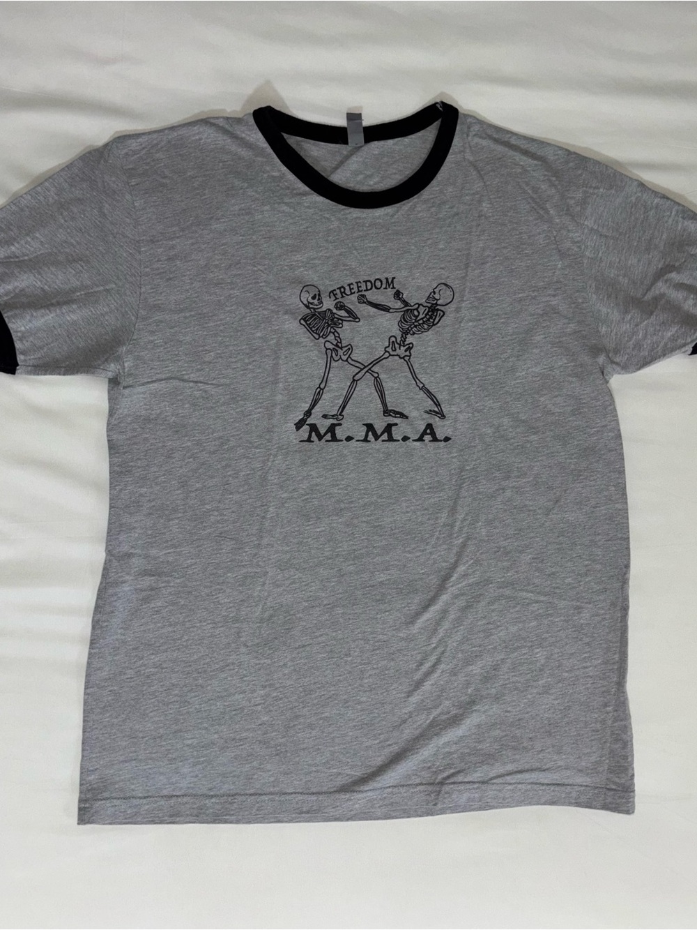 M.M.A. Freedom Graphic Ringer Tee - Gray/Black